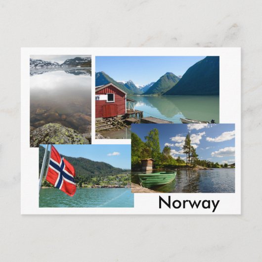 Postkarte mit verschiedenen Landschaften in Norweg (Vorderseite)