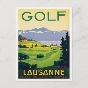 Postkarte mit Vintage-Golfposter-Druck