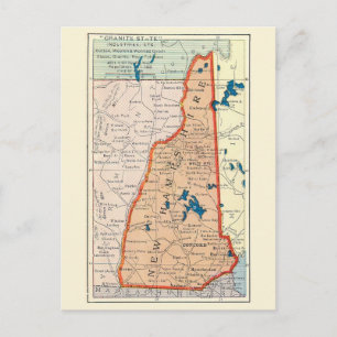 Postkarte mit Vintage-Karte von New Hampshire