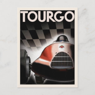 Postkarte mit Vintage-Motorsport-Plakatdruck