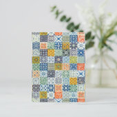 Postkarte mit Vintage-Patchwork-Stoff (Stehend Vorderseite)