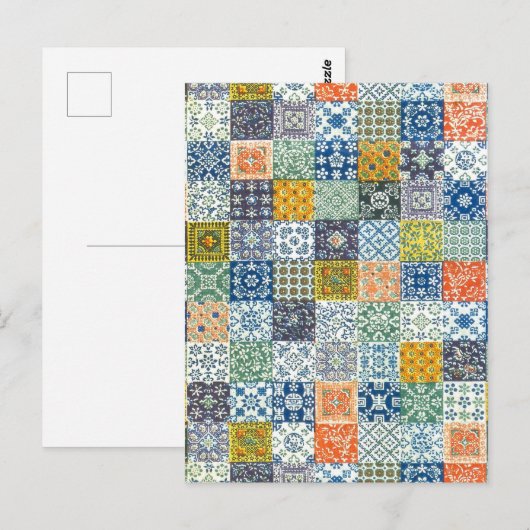 Postkarte mit Vintage-Patchwork-Stoff (Vorne/Hinten)
