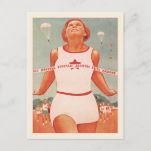 Postkarte mit Vintage-Propaganda der Sowjetunion