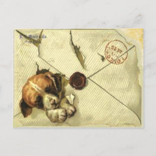 Postkarte mit Vintage-Scrapbook-Welpe