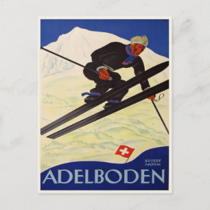 Postkarte mit Vintage-Skiresort-Motiv
