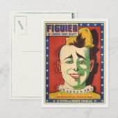 Postkarte mit Vintage-Zirkusclown (Vorne/Hinten)