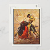 Postkarte mit Vintagem Bull Fighting Poster (Vorne/Hinten)