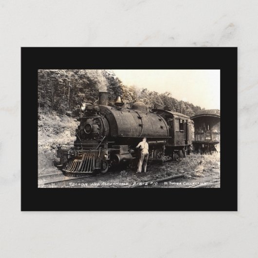 Postkarte mit Vintagem Dampfzug (Vorderseite)