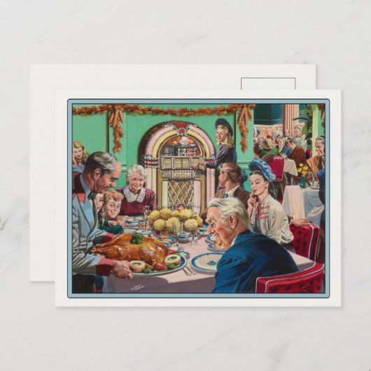 Postkarte mit Vintagem Erntedank (Vorne/Hinten)