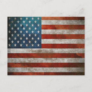 Postkarte mit Vintagem Flag der US Flagge