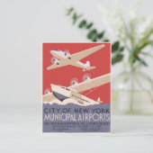 Postkarte mit Vintagem Flughafenplakat (Stehend Vorderseite)