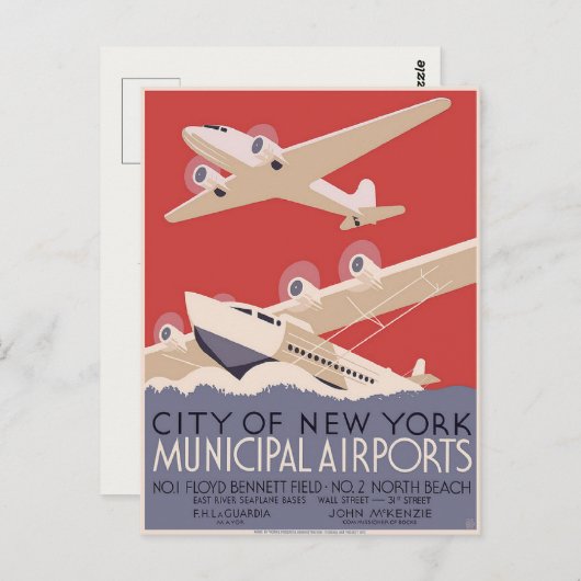 Postkarte mit Vintagem Flughafenplakat (Vorne/Hinten)