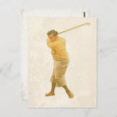 Postkarte mit Vintagem Golf Player (Vorne/Hinten)