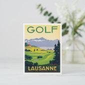 Postkarte mit Vintagem Golfplakat (Stehend Vorderseite)