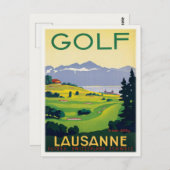 Postkarte mit Vintagem Golfplakat (Vorne/Hinten)