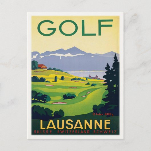 Postkarte mit Vintagem Golfplakat (Vorderseite)