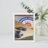Postkarte mit Vintagem Großpreis-Werbeplakat druck (Stehend Vorderseite)