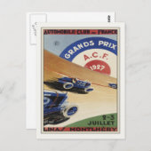 Postkarte mit Vintagem Großpreis-Werbeplakat druck (Vorne/Hinten)