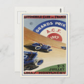 Postkarte mit Vintagem Großpreis-Werbeplakat druck (Vorne/Hinten)