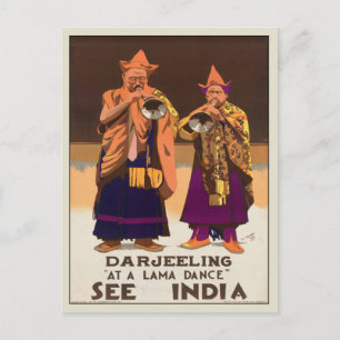 Postkarte mit Vintagem Indien Poster drucken