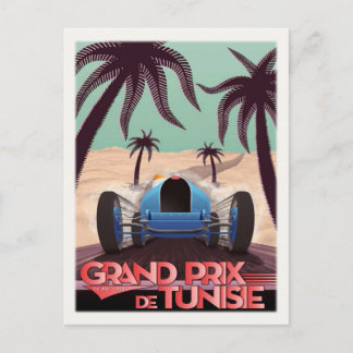 Postkarte mit Vintagem Rennplakat