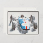 Postkarte mit Vintagem Rennwagen (Vorne/Hinten)
