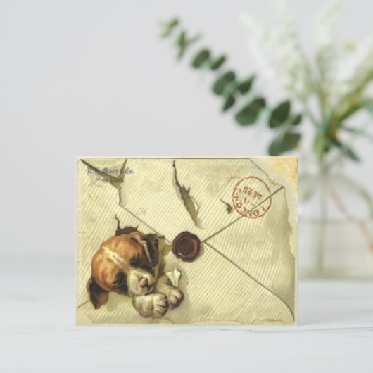 Postkarte mit Vintagem Scrapheft (Stehend Vorderseite)