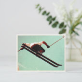 Postkarte mit Vintagem Ski-Bum drucken (Stehend Vorderseite)