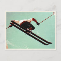 Postkarte mit Vintagem Ski-Bum drucken
