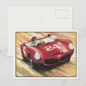Postkarte mit Vintagem Sportwagenposter drucken (Vorne/Hinten)