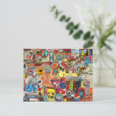 Postkarte mit Vintagen Flags und Aufklebern (Stehend Vorderseite)