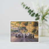 Postkarte mit Vintagen Rennwagen im Wettbewerb (Stehend Vorderseite)