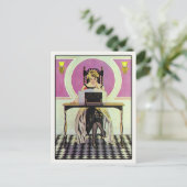 Postkarte mit Vintager Girllesung (Stehend Vorderseite)