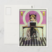 Postkarte mit Vintager Girllesung (Vorne/Hinten)
