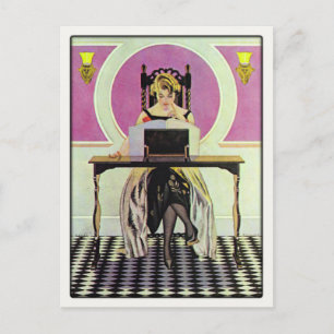 Postkarte mit Vintager Girllesung
