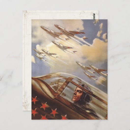 Postkarte mit Vintager Luftwaffenpropaganda der Ud (Vorne/Hinten)