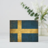 Postkarte mit Vintager schwedischer Flagge (Stehend Vorderseite)