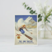 Postkarte mit Vintager Skidruckerei (Stehend Vorderseite)
