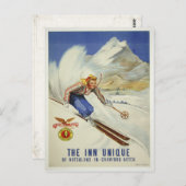 Postkarte mit Vintager Skidruckerei (Vorne/Hinten)