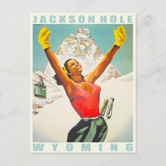 Postkarte mit Vintager Skizze aus Aspen (Vorderseite)