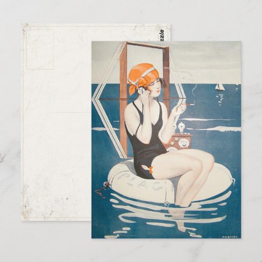 Postkarte mit Vintager Sommerabbildung (Vorne/Hinten)