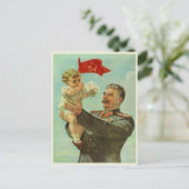 Postkarte mit Vintager Stalin-Propaganda drucken (Stehend Vorderseite)