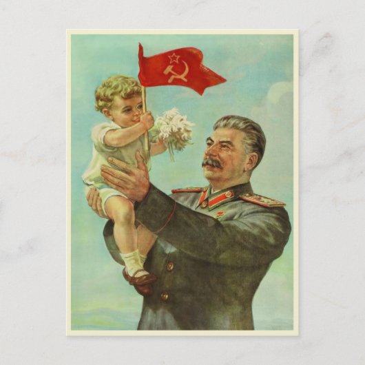 Postkarte mit Vintager Stalin-Propaganda drucken (Vorderseite)