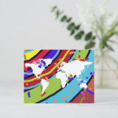 Postkarte mit Weltkarte in Farben (Stehend Vorderseite)