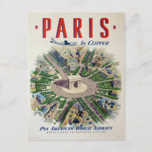 Postkarte mit Werbung für Fluggesellschaften