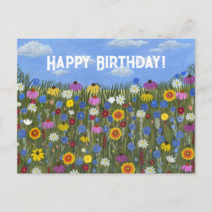 Postkarte mit Wildblumen und Gänseblümchen