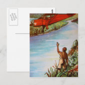 Postkarte mit winkendem Piloten (Vorne/Hinten)