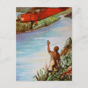 Postkarte mit winkendem Piloten