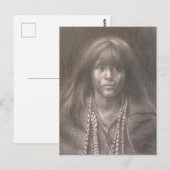 Postkarte mit Zeichnung eines indianischen Kindes  (Vorne/Hinten)