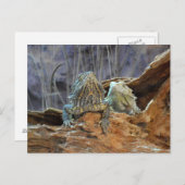 Postkarte mit zwei seltsamen Eidechsen (Vorne/Hinten)
